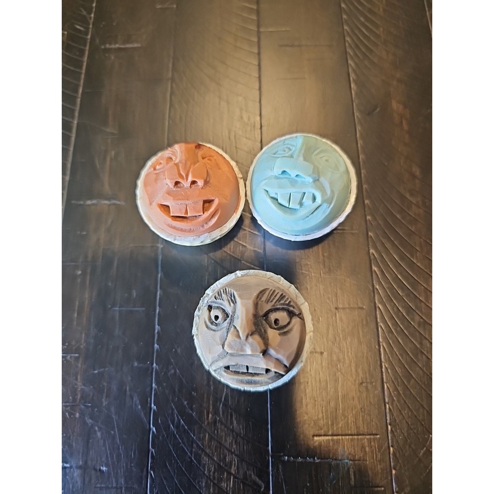Lot of 3 Hand Carved OOAK Golf Balls